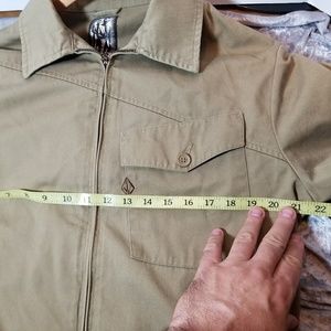 Volcom Tan Work Shirt Jacket Zip Size Medi…
